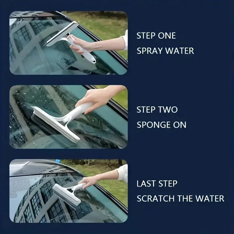 3-in-1 Silicone Shower Squeegee – Handheld Window, Mirror & Glass Cleaning Wiper