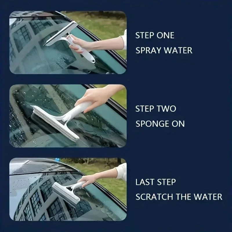 3-in-1 Silicone Shower Squeegee – Handheld Window, Mirror & Glass Cleaning Wiper