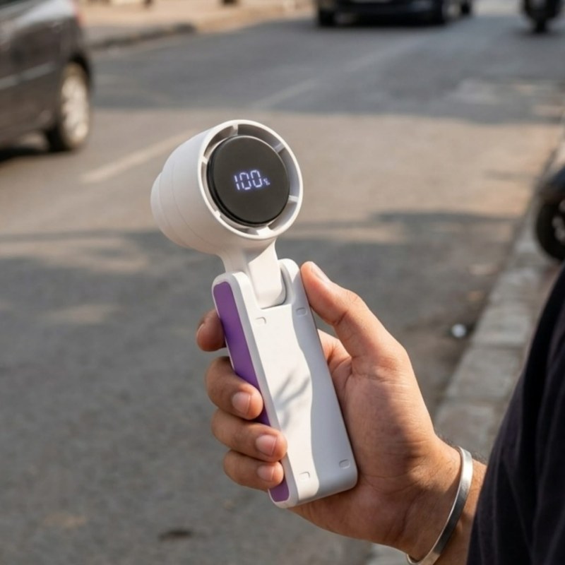 Portable Mini Turbo Fan Rechargeable USB Handheld Fan 2000mAh Battery 1-100 Speed Adjustable