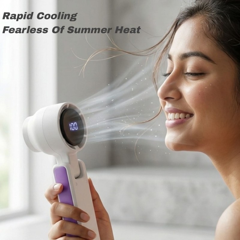Portable Mini Turbo Fan Rechargeable USB Handheld Fan 2000mAh Battery 1-100 Speed Adjustable