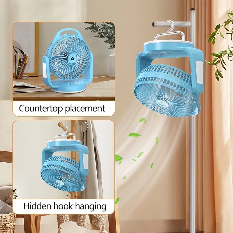  DP-7620 Rechargeable Desktop Fan with Light and Hook