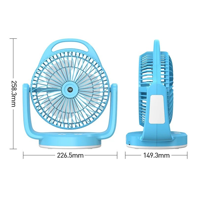  DP-7620 Rechargeable Desktop Fan with Light and Hook