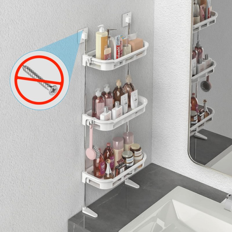 3 Tier Toilet Tank Storage Rack | Wall Mounted Bathroom Organizer Shelf