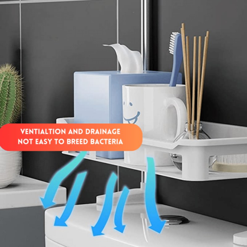 3 Tier Toilet Tank Storage Rack | Wall Mounted Bathroom Organizer Shelf
