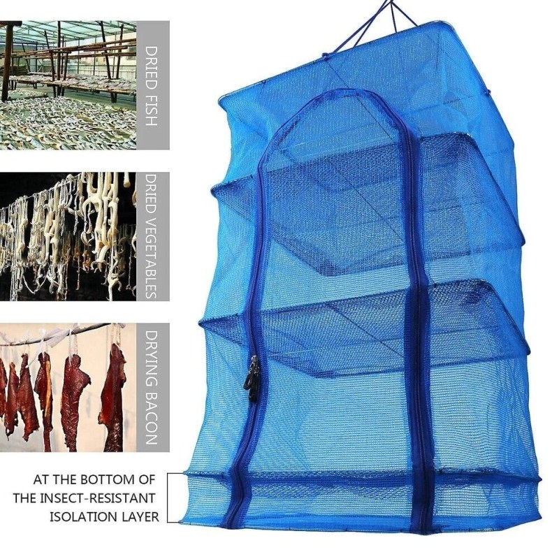 Foldable 4-Layer Multifunctional Food Drying Rack | Mesh Food Dryer & Dustproof Storage Case