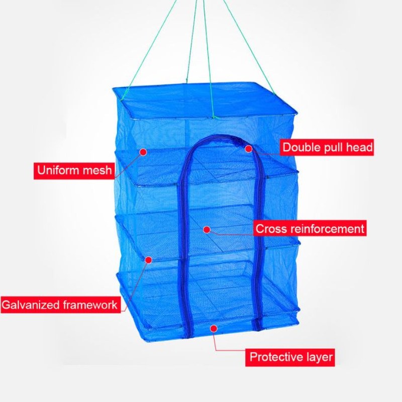 Foldable 4-Layer Multifunctional Food Drying Rack | Mesh Food Dryer & Dustproof Storage Case