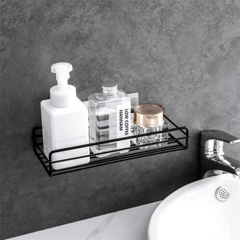 2PCS Punch-Free Iron Shower Caddy Shelf | Wall Mounted Bathroom Storage Organizer Rack