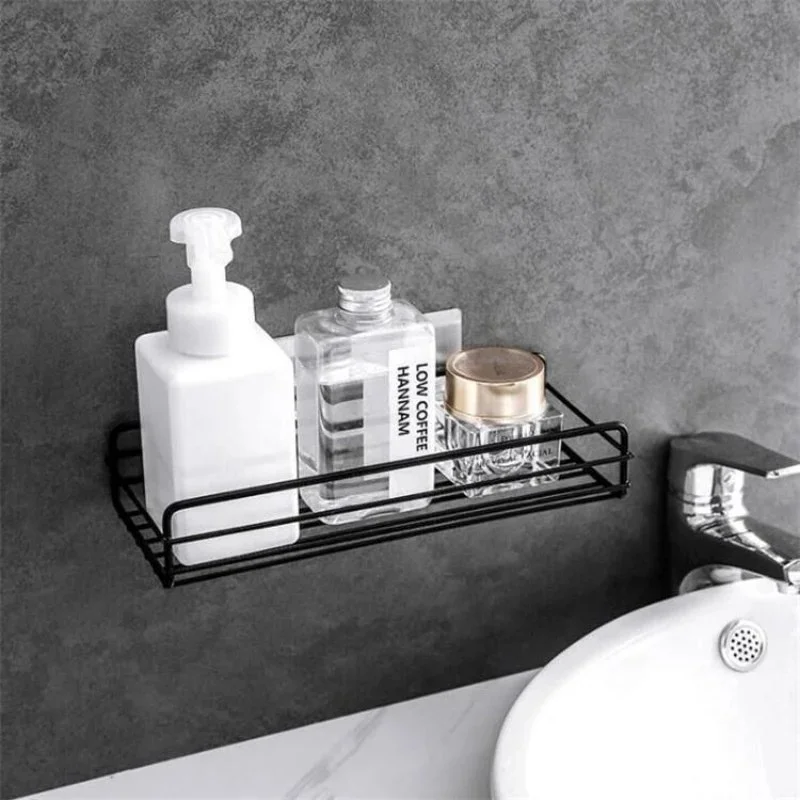 2PCS Punch-Free Iron Shower Caddy Shelf | Wall Mounted Bathroom Storage Organizer Rack