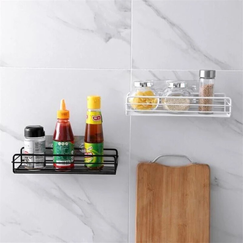 2PCS Punch-Free Iron Shower Caddy Shelf | Wall Mounted Bathroom Storage Organizer Rack