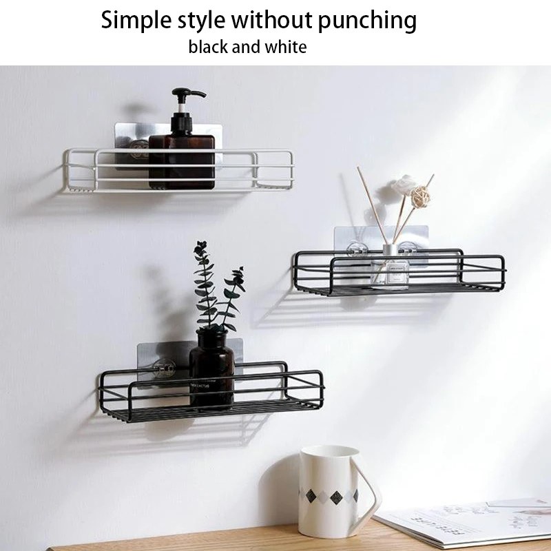 2PCS Punch-Free Iron Shower Caddy Shelf | Wall Mounted Bathroom Storage Organizer Rack