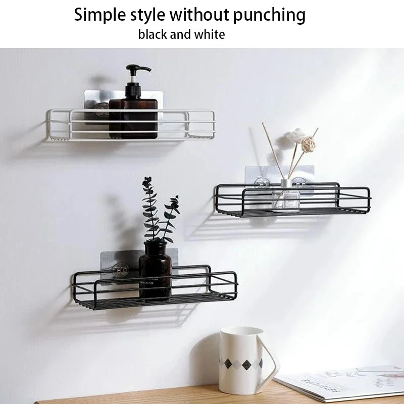2PCS Punch-Free Iron Shower Caddy Shelf | Wall Mounted Bathroom Storage Organizer Rack