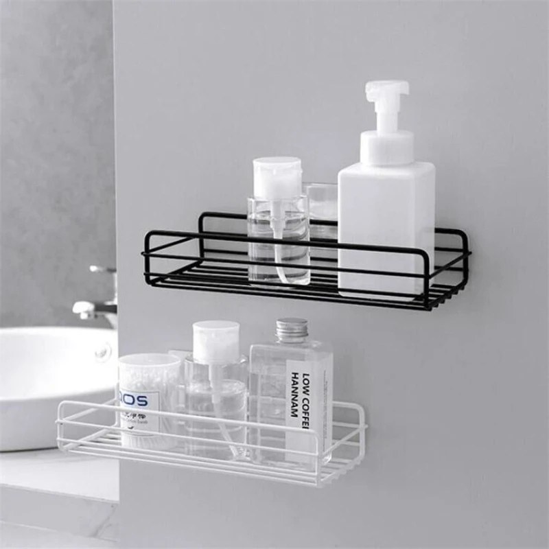 2PCS Punch-Free Iron Shower Caddy Shelf | Wall Mounted Bathroom Storage Organizer Rack