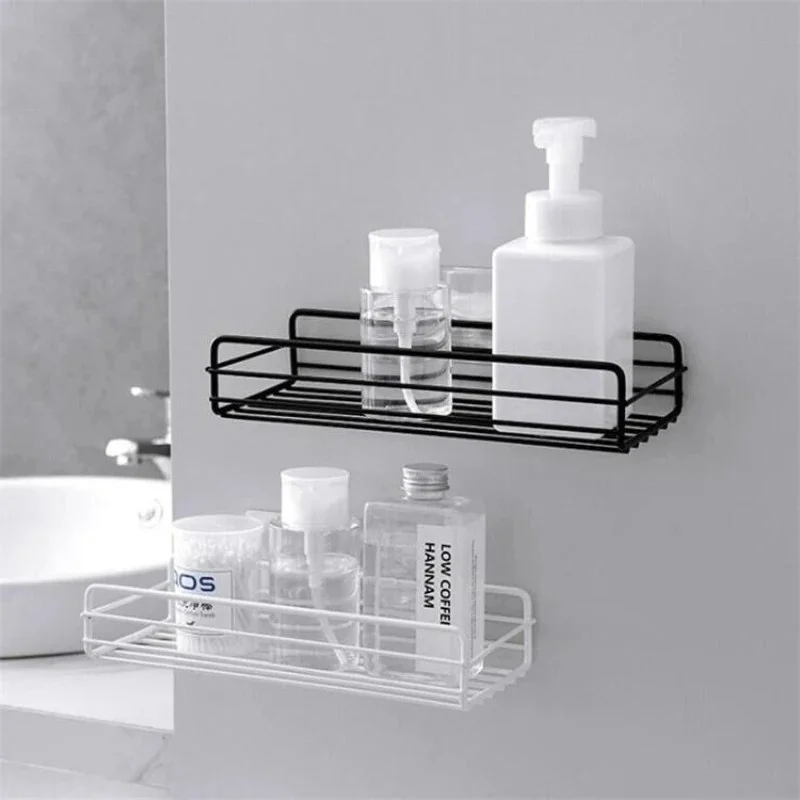 2PCS Punch-Free Iron Shower Caddy Shelf | Wall Mounted Bathroom Storage Organizer Rack