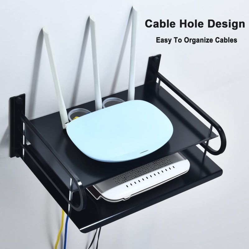 Multi-Layer Wall Mounted Router Stand | WiFi Router Holder with Storage Shelf Organizer