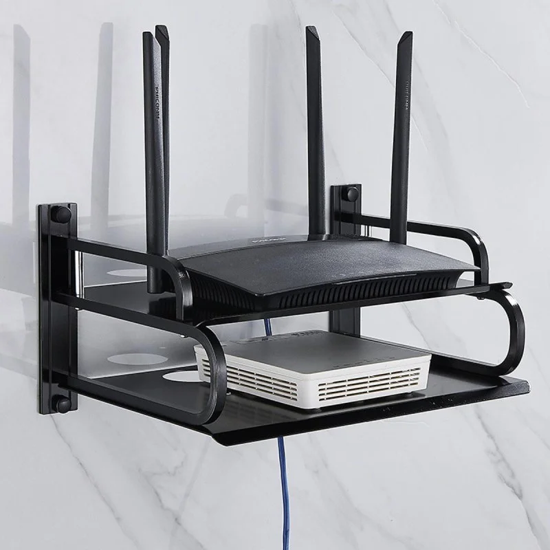 Multi-Layer Wall Mounted Router Stand | WiFi Router Holder with Storage Shelf Organizer