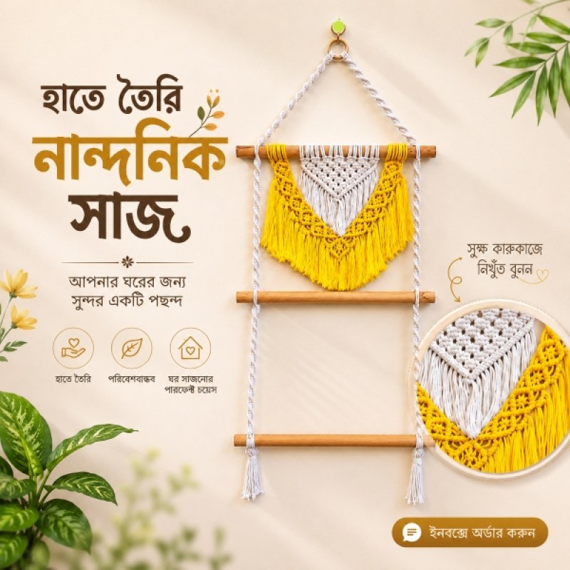 নকশি ম্যাক্রামে জায়নামাজ হ্যাঙ্গার- Jai Namaz
