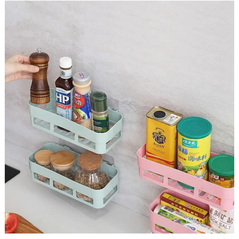 Bathroom Adhesive Shelf Organizer – Wall-Mounted Shampoo, Soap & Gel Storage Basket