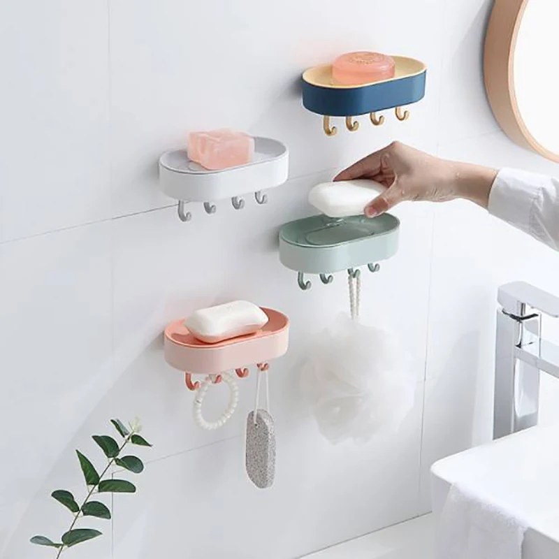 Multifunctional Punch-Free Bathroom Soap Storage Box – Wall-Mounted Soap Holder & Organizer