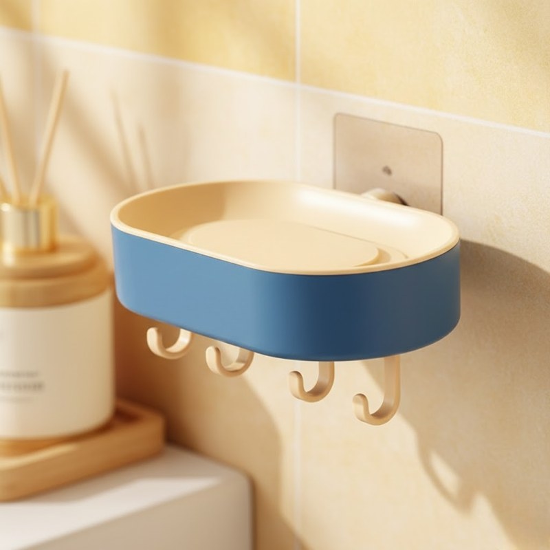 Multifunctional Punch-Free Bathroom Soap Storage Box – Wall-Mounted Soap Holder & Organizer