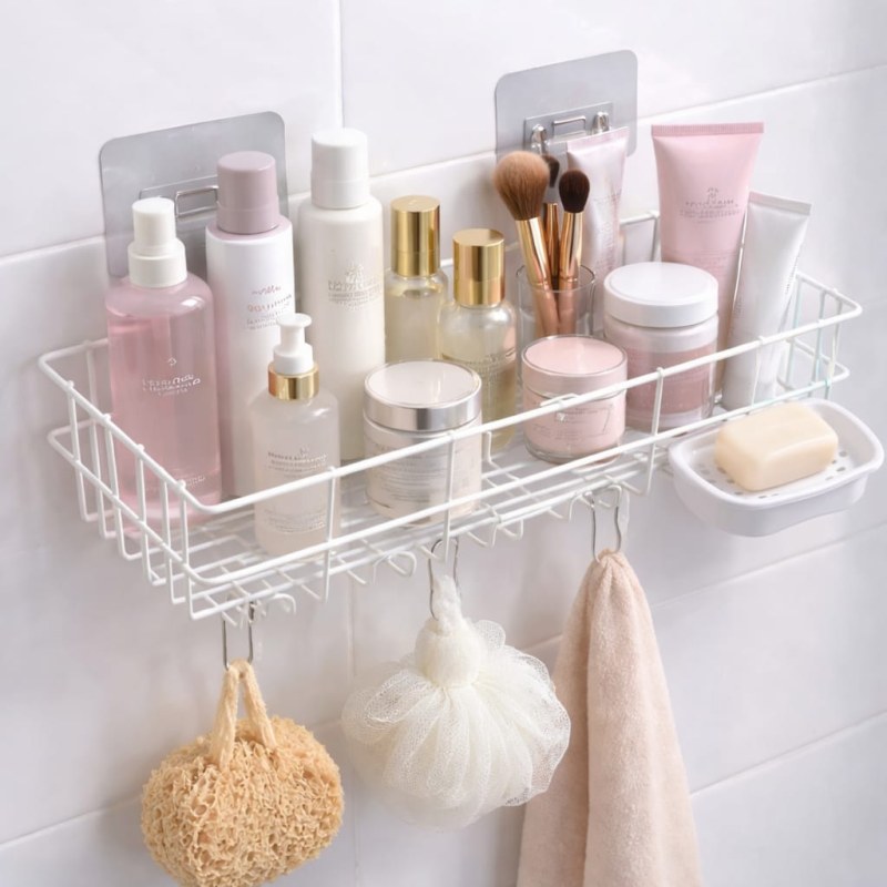 Self-Adhesive Wall-Mounted Storage Box  – No-Drill Shelf Organizer for Bathroom & Kitchen