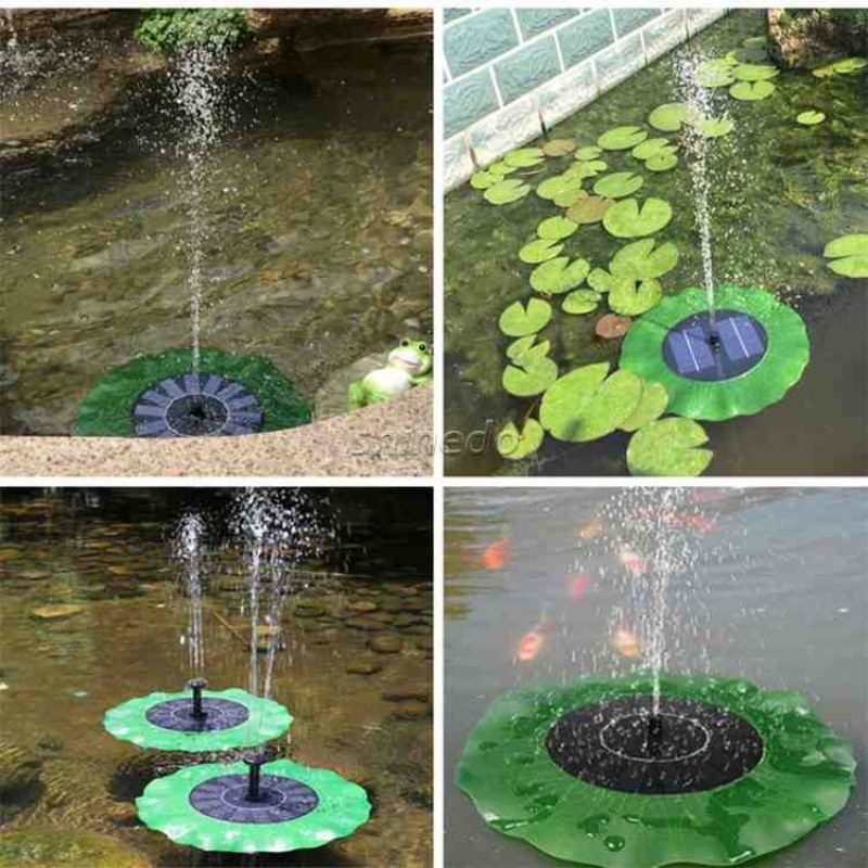  Lotus Leaf Solar Powered Fountain Green Lotus Leaf Fountain Solar Outdoor Decoration for Birdbath, Garden