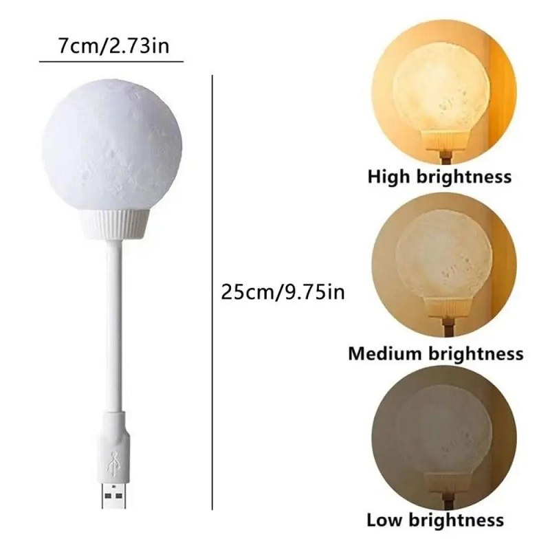 Smart Voice Control Moon Lamp 25cm – 3 Lighting Modes LED Night Light with Brightness, Color & Timer Control