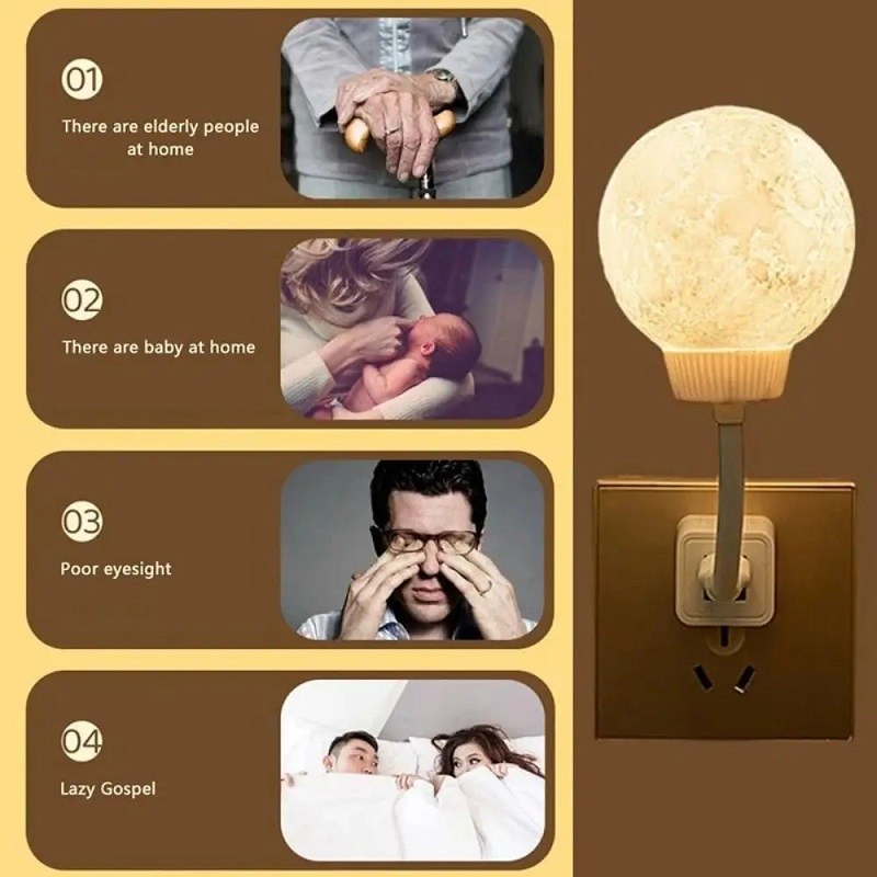 Smart Voice Control Moon Lamp 25cm – 3 Lighting Modes LED Night Light with Brightness, Color & Timer Control