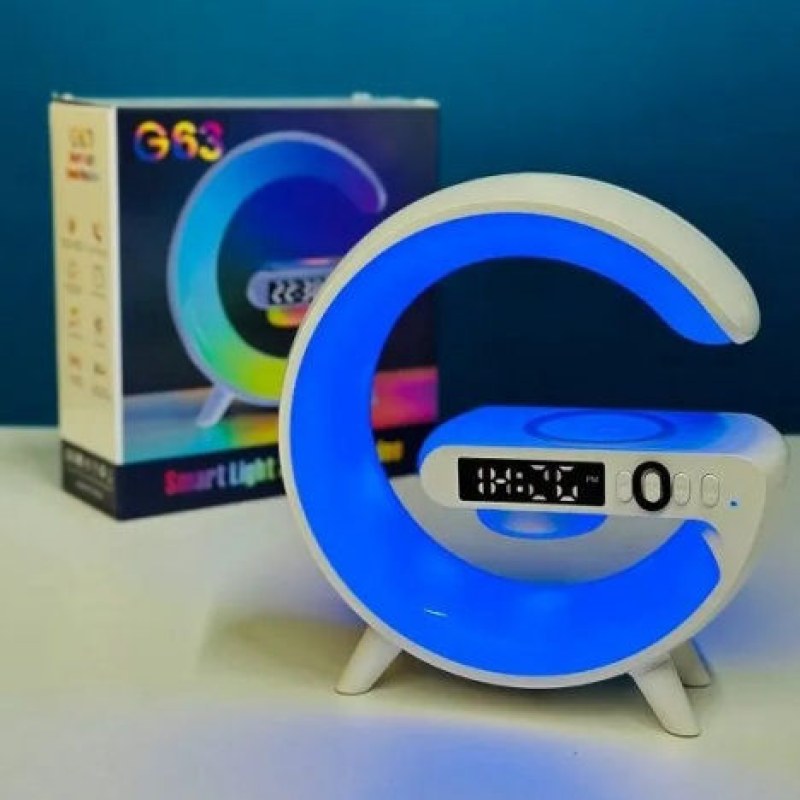5-in-1 Smart Wireless Charger Table Lamp | Bluetooth Speaker, Alarm Clock & RGB Night Light