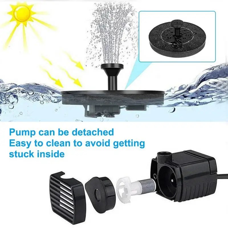 2.5W Solar Fountain Pump with 6 Nozzles – Floating Solar Water Pump