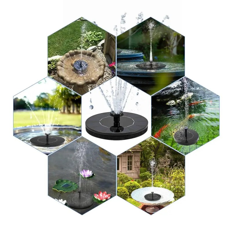 2.5W Solar Fountain Pump with 6 Nozzles – Floating Solar Water Pump