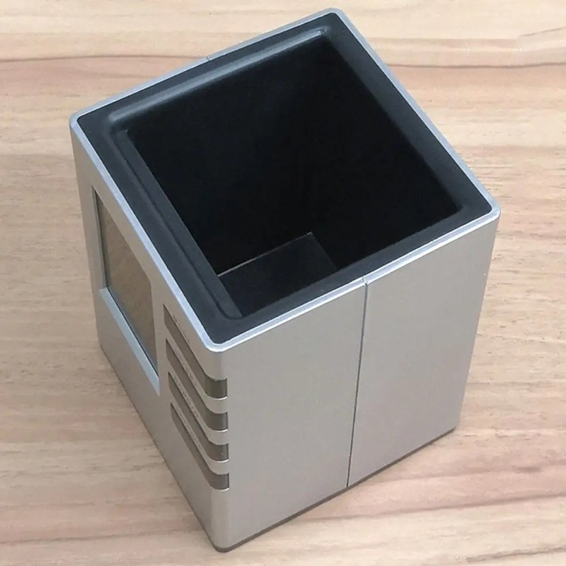 Digital Alarm Clock Pen Holder with LED Display | Multi-Function Desk Organizer Silver