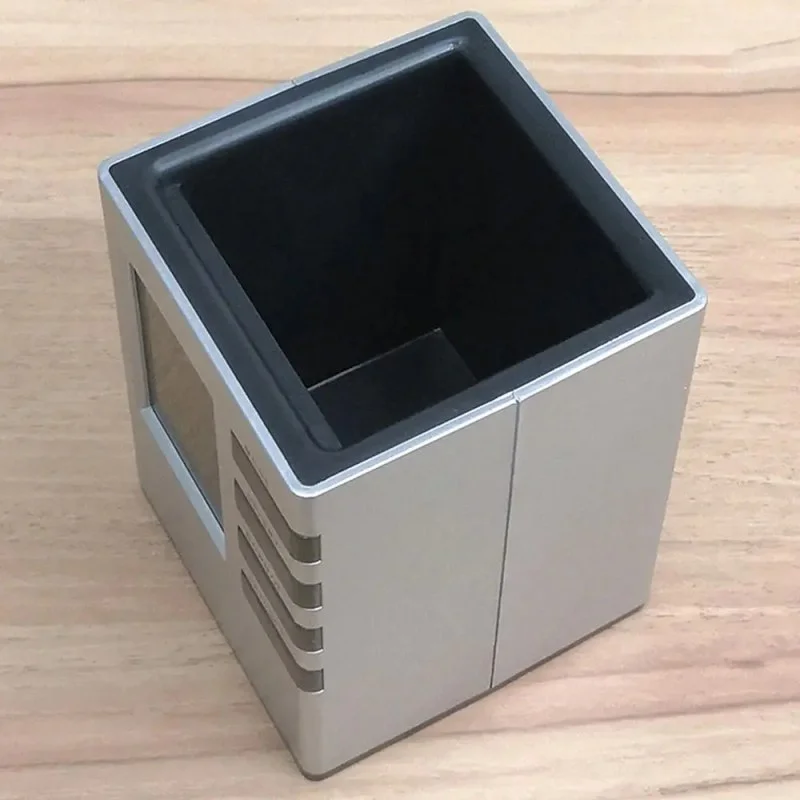 Digital Alarm Clock Pen Holder with LED Display | Multi-Function Desk Organizer Silver