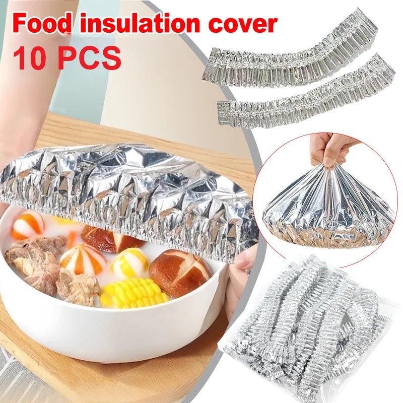 10pcs Reusable Aluminum Foil Food Elastic Bowl Covers Fresh Keeping Food Containers Dish Covers