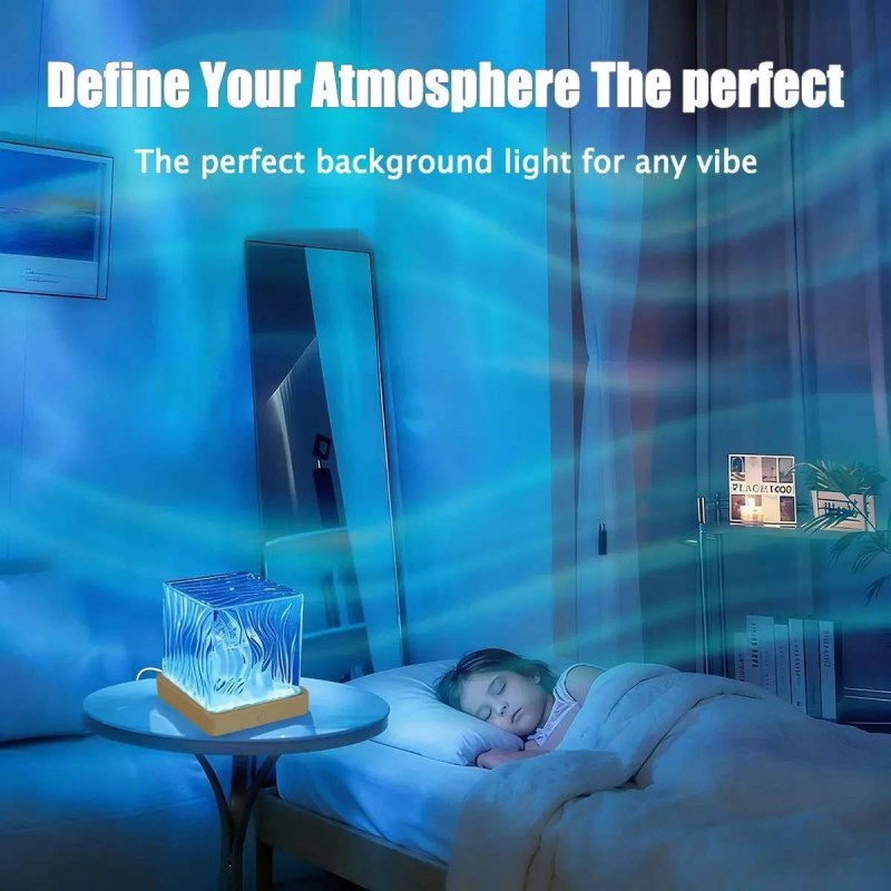 16 Color RGB Water Ripple Lamp with Remote | Rotating Dynamic Shadow Atmosphere Light-000961