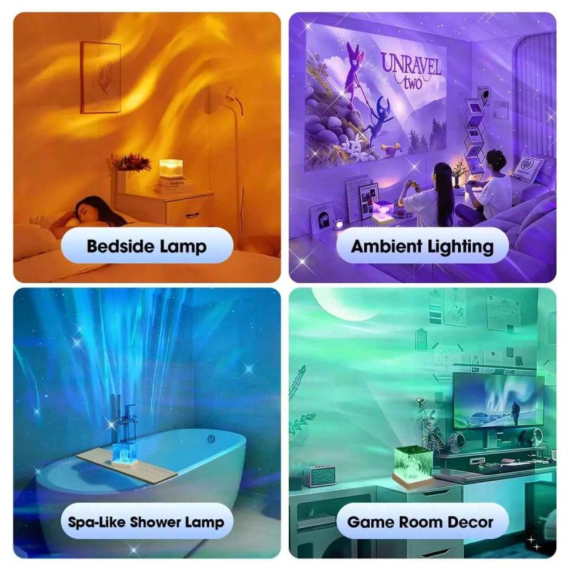 16 Color RGB Water Ripple Lamp with Remote | Rotating Dynamic Shadow Atmosphere Light-000961