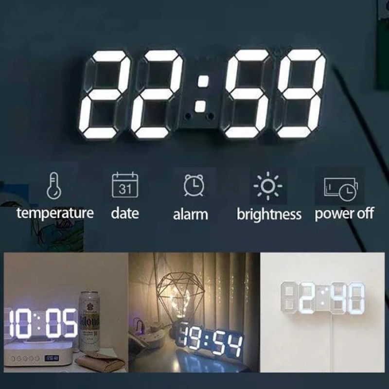 3D LED Digital Wall Clock with Night Mode – Adjustable Desk & Wall Clock