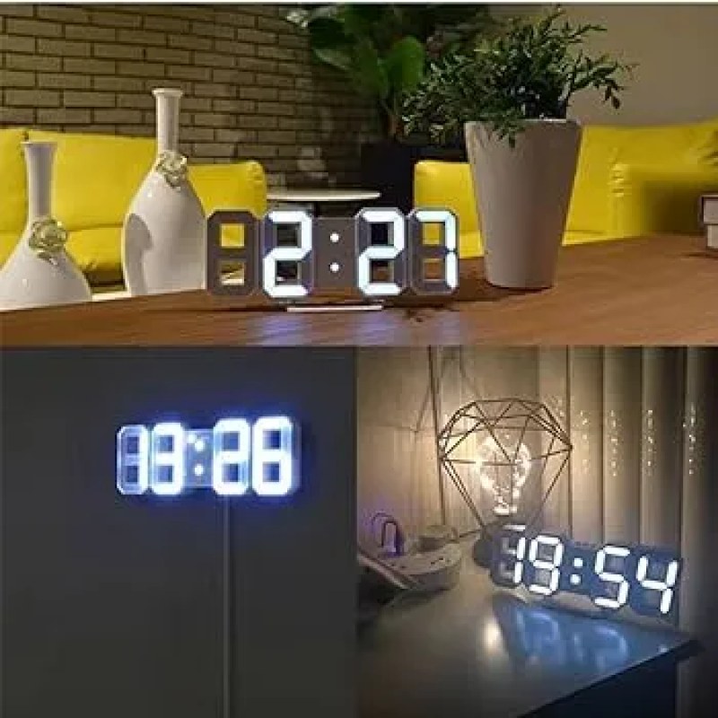 3D LED Digital Wall Clock with Night Mode – Adjustable Desk & Wall Clock