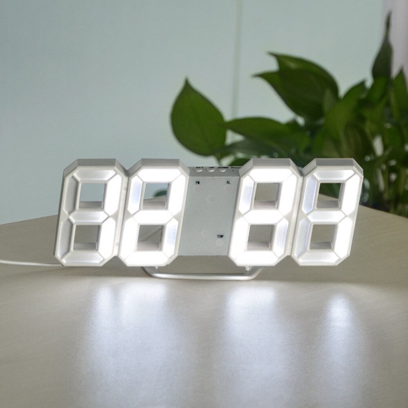 3D LED Digital Wall Clock with Night Mode – Adjustable Desk & Wall Clock