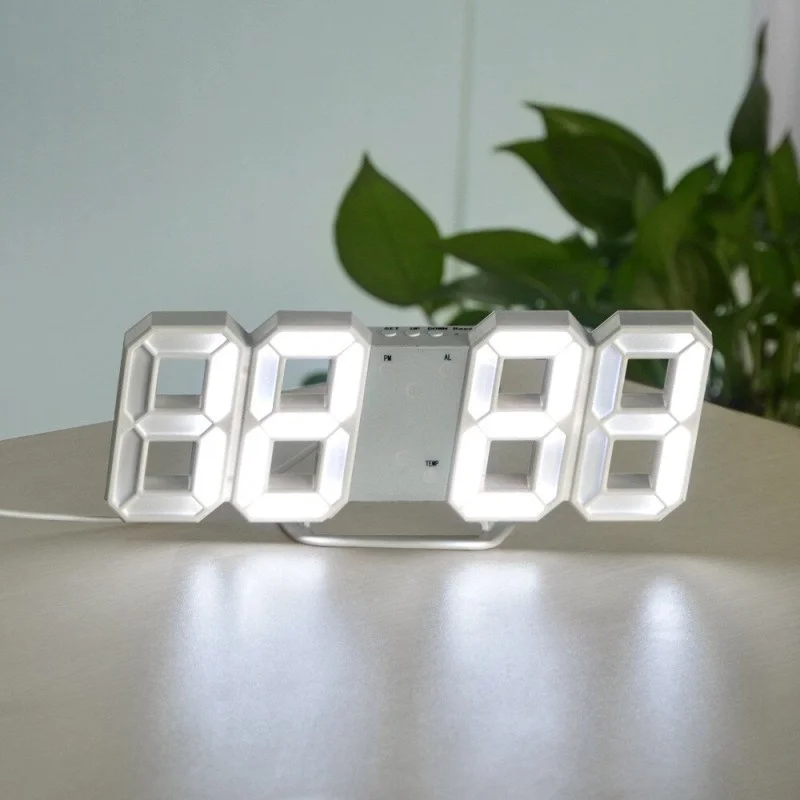 3D LED Digital Wall Clock with Night Mode – Adjustable Desk & Wall Clock