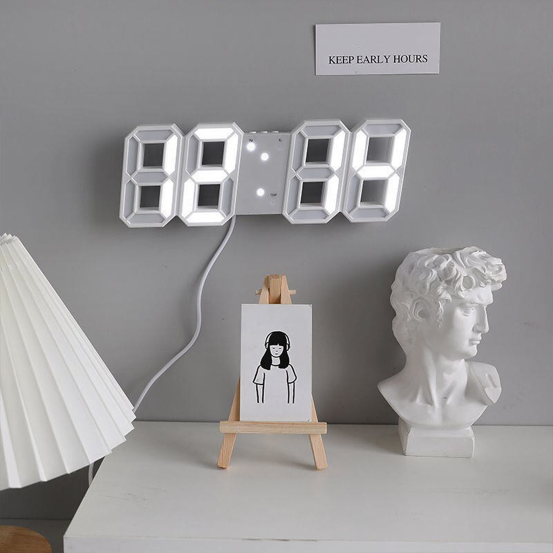 3D LED Digital Wall Clock with Night Mode – Adjustable Desk & Wall Clock