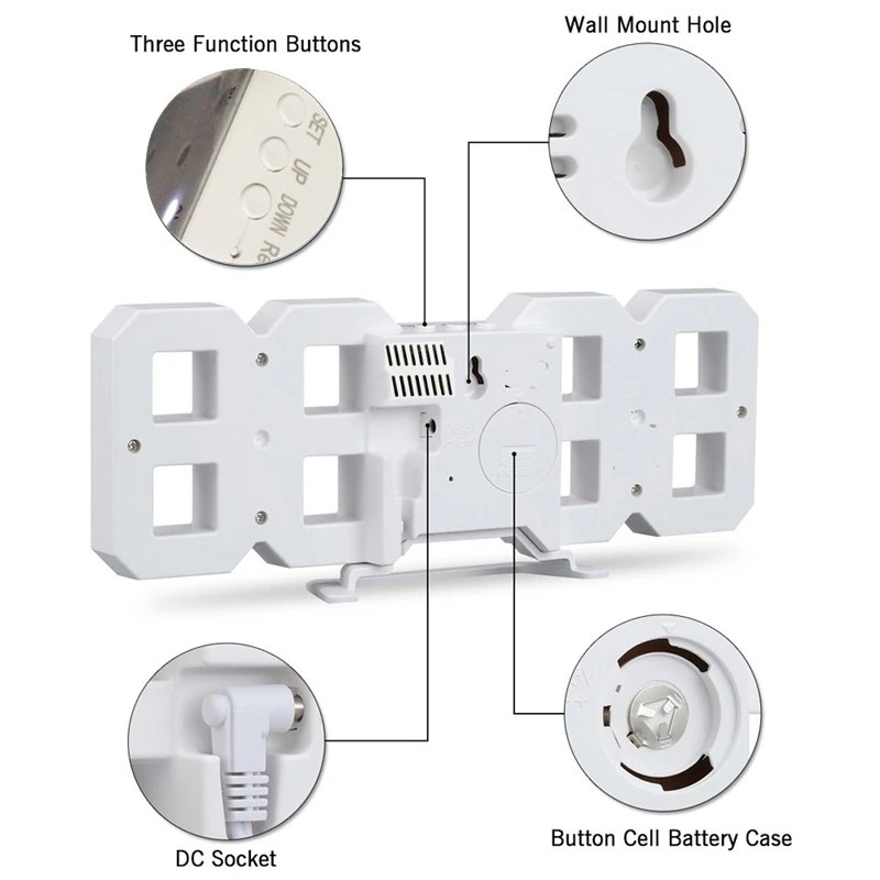 3D LED Digital Wall Clock with Night Mode – Adjustable Desk & Wall Clock