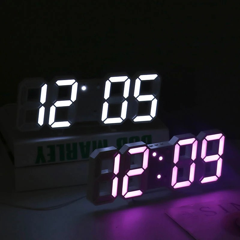 3D LED Digital Wall Clock with Night Mode – Adjustable Desk & Wall Clock