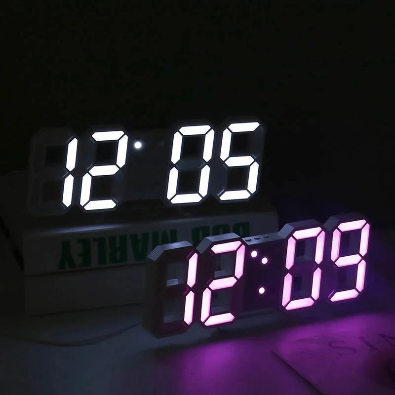 3D LED Digital Wall Clock with Night Mode – Adjustable Desk & Wall Clock