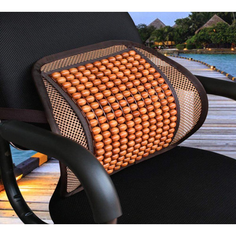 Wooden Bead Car Seat Cushion & Back Support – Summer Breathable Waist Massage Cushion