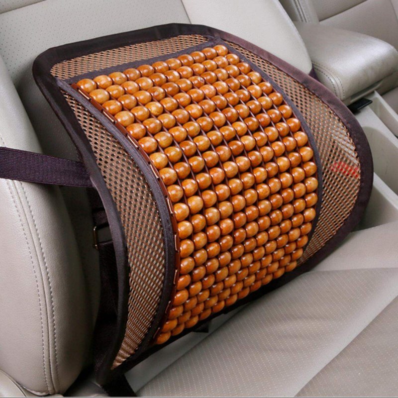 Wooden Bead Car Seat Cushion & Back Support – Summer Breathable Waist Massage Cushion