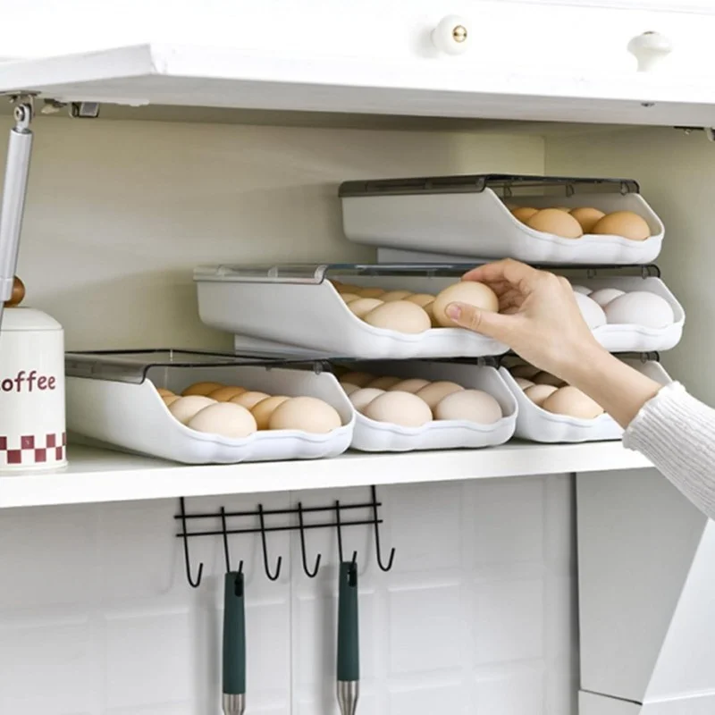2PCS Smart Egg Storage Box | Stackable Refrigerator Egg Organizer with Lid