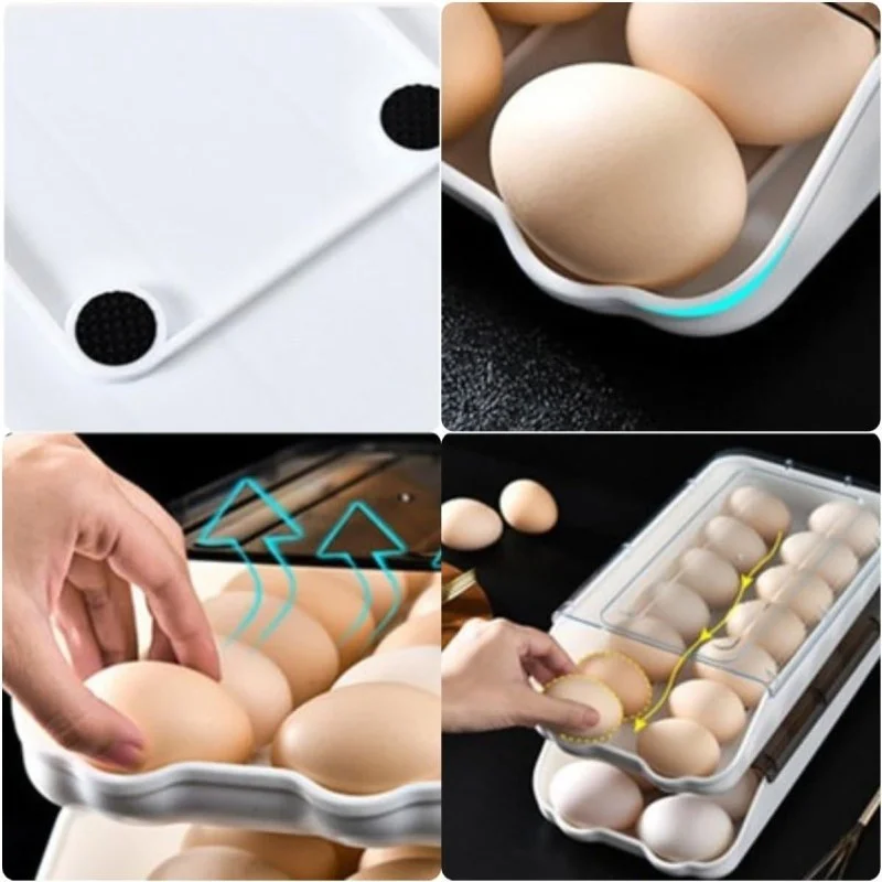 2PCS Smart Egg Storage Box | Stackable Refrigerator Egg Organizer with Lid