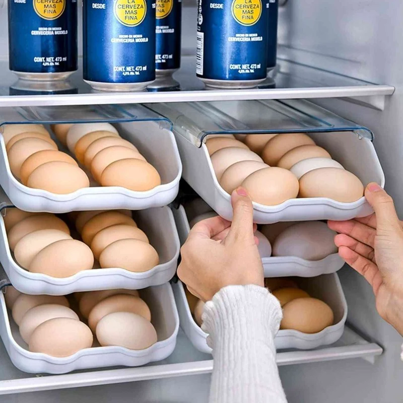 2PCS Smart Egg Storage Box | Stackable Refrigerator Egg Organizer with Lid