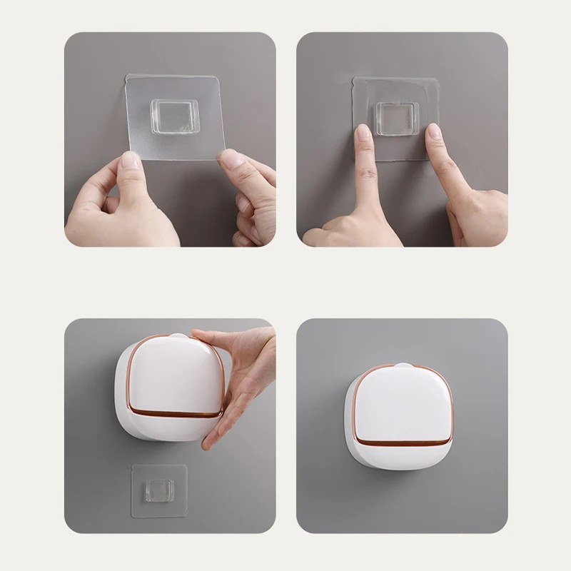  Soap Box Wall Mounted ABS Soap Box with Lid Waterproof Soap Dish Dishes Storage Box