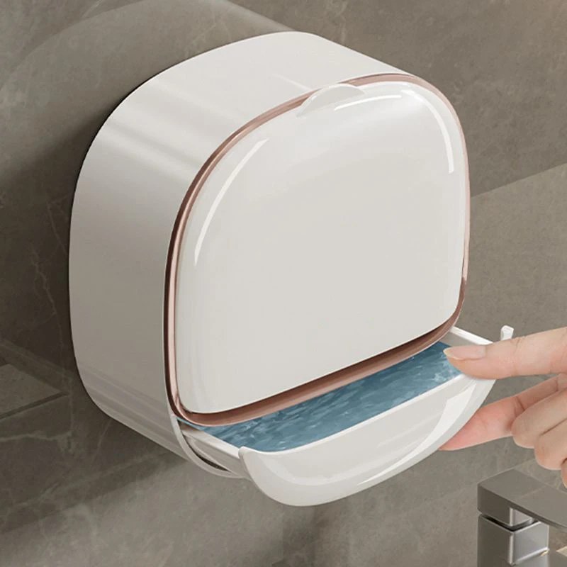  Soap Box Wall Mounted ABS Soap Box with Lid Waterproof Soap Dish Dishes Storage Box